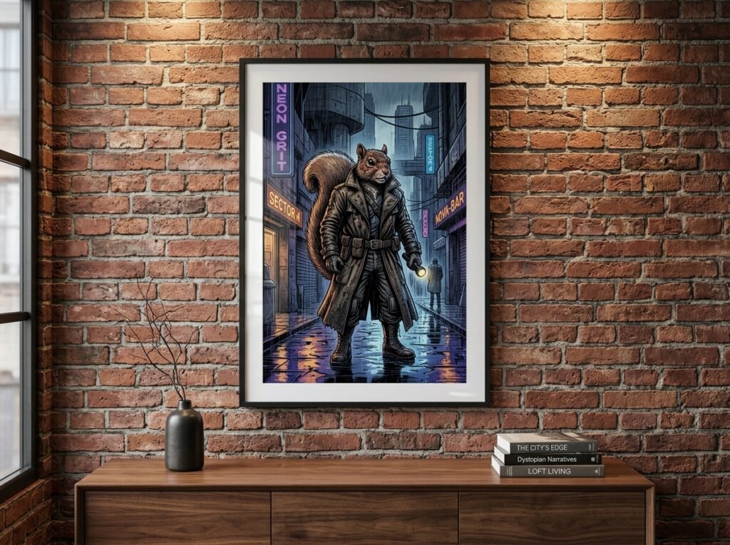 Cuadro Enmarcado Madera Negra 50×70 cm «El Detective de Mega-City»