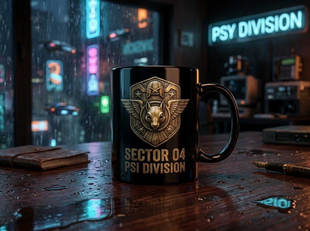 Taza Cerámica Negra Glossy 11oz «El Detective de Mega-City»