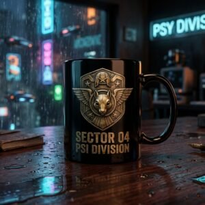 Taza Cerámica Negra Glossy 11oz «El Detective de Mega-City»