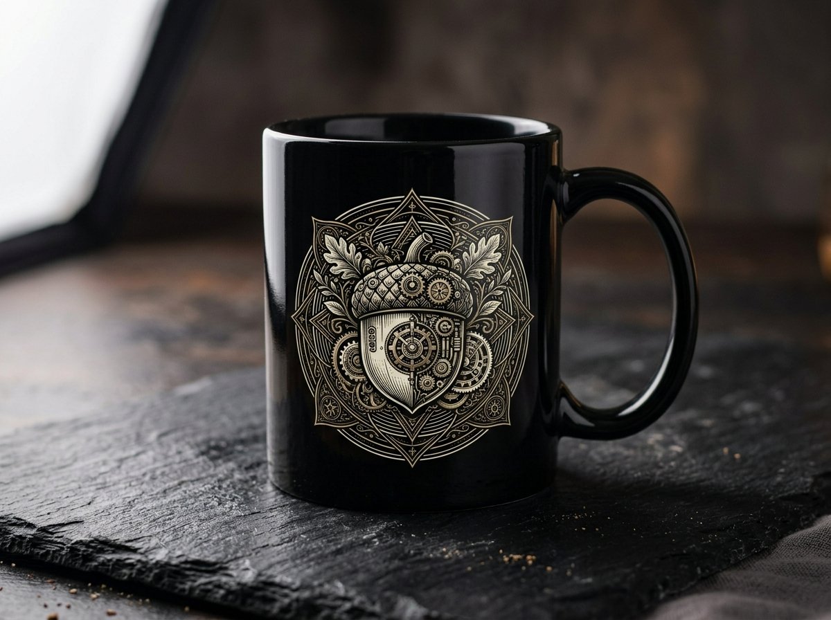 Taza Cerámica Negra Glossy 11oz «El Monje Tecno-Ortodoxo»