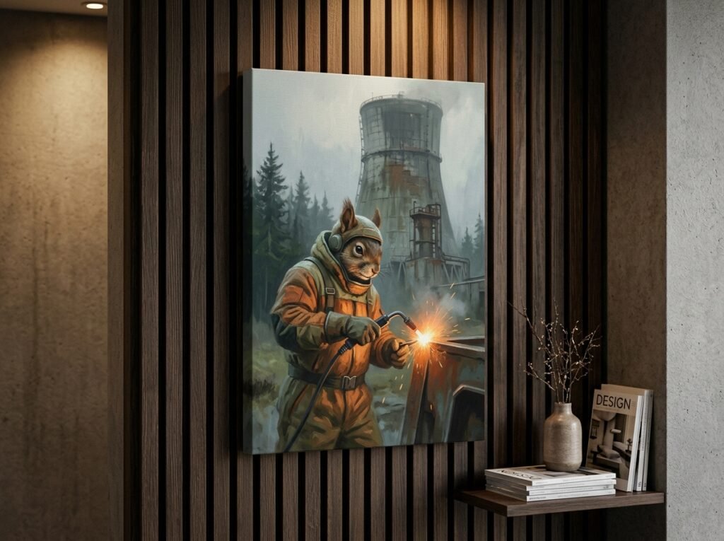 Lienzo Stretched Canvas Bastidor 50×70 cm «El Soldador del Reactor Cero»