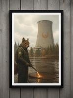 Cuadro Enmarcado Madera Negra 50×70 cm «El Soldador del Reactor Cero»